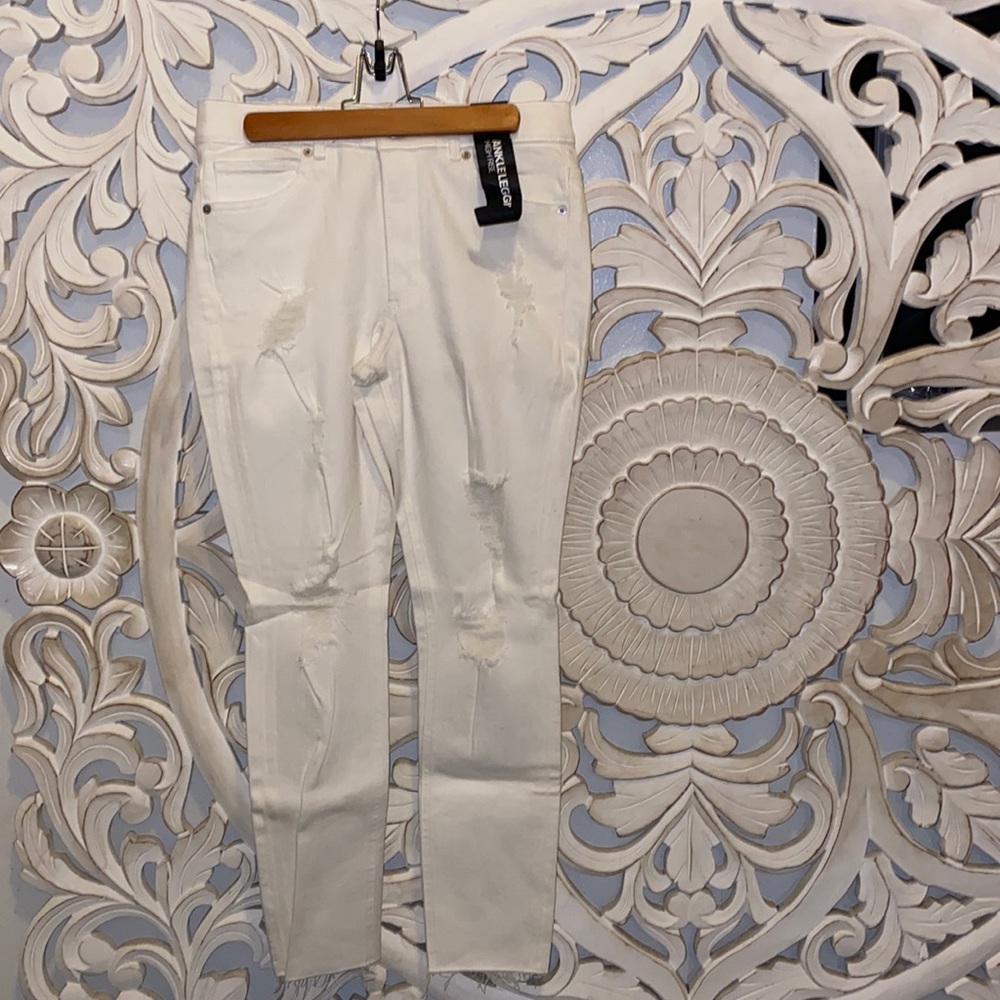 White skinny ankle denim